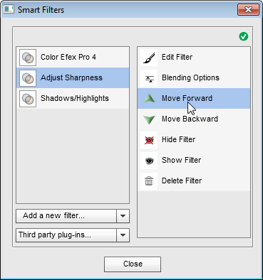 Arranging smart filters