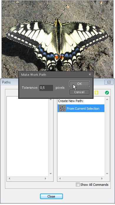 Creating path from selection