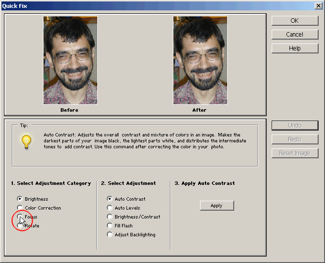 Quick Fix in Photoshop Elements 2